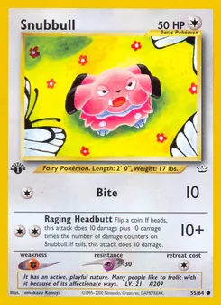 Snubbull — Neo Revelation #55, 2001. Illustrated by Tomokazu Komiya.