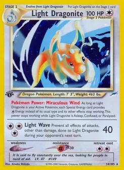 Light Dragonite — Neo Destiny #14, 2002. Illustrated by Atsuko Nishida.