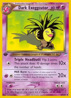 Dark Exeggutor — Neo Destiny #33, 2002. Illustrated by Toshinao Aoki.