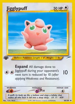 Jigglypuff — Neo Destiny #44, 2002. Illustrated by Yuka Morii.