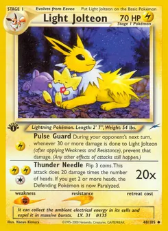 Light Jolteon — Neo Destiny #48, 2002. Illustrated by Naoyo Kimura.