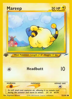 Mareep — Neo Destiny #75, 2002. Illustrated by Kagemaru Himeno.