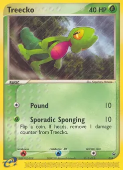 Treecko — Nintendo Black Star Promos #16, 2003. Illustrated by Kagemaru Himeno.