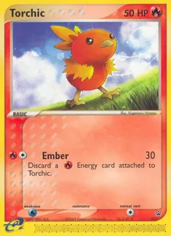 Torchic — Nintendo Black Star Promos #17, 2003. Illustrated by Kagemaru Himeno.