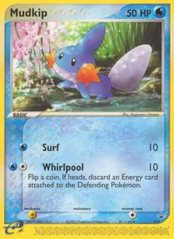 Mudkip — Nintendo Black Star Promos #18, 2003. Illustrated by Kagemaru Himeno.