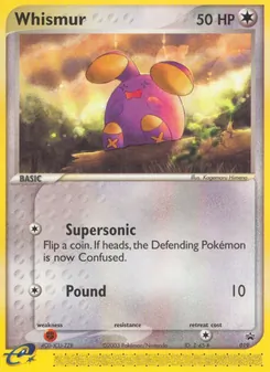 Whismur — Nintendo Black Star Promos #19, 2003. Illustrated by Kagemaru Himeno.