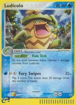 Ludicolo — Nintendo Black Star Promos #20, 2003. Illustrated by Kouki Saitou.