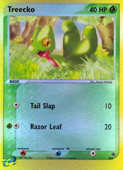 Treecko — Nintendo Black Star Promos #3, 2003. Illustrated by Atsuko Nishida.