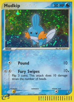 Mudkip — Nintendo Black Star Promos #5, 2003. Illustrated by Atsuko Nishida.