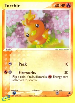 Torchic — Nintendo Black Star Promos #8, 2003. Illustrated by Atsuko Nishida.
