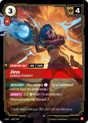 Jinx, Riftbound card OGN-030/298 from Origins