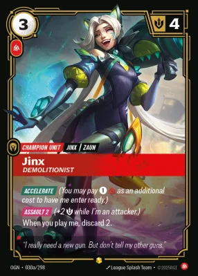 Jinx, Riftbound card OGN-030a/298 from Origins