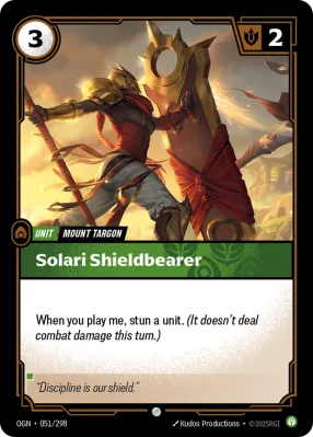 Solari Shieldbearer, Riftbound card OGN-051/298 from Origins
