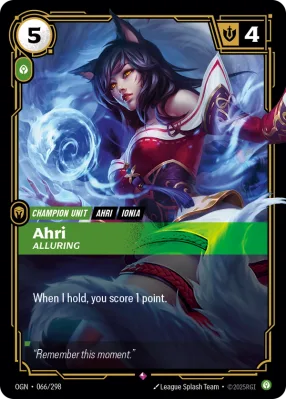 Ahri, Riftbound card OGN-066/298 from Origins