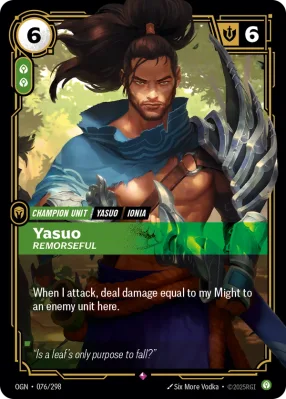 Yasuo, Riftbound card OGN-076/298 from Origins
