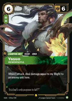 Yasuo, Riftbound card OGN-076a/298 from Origins