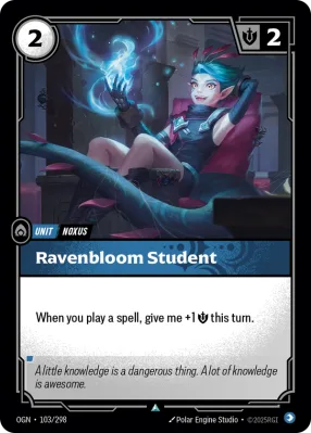 Ravenbloom Student, Riftbound card OGN-103/298 from Origins