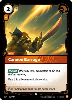Cannon Barrage, Riftbound card OGN-127/298 from Origins