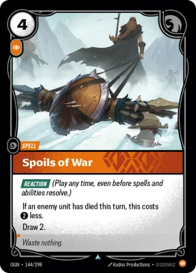 Spoils of War, Riftbound card OGN-144/298 from Origins