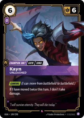 Kayn, Riftbound card OGN-189/298 from Origins