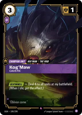 Kog'Maw, Riftbound card OGN-190/298 from Origins