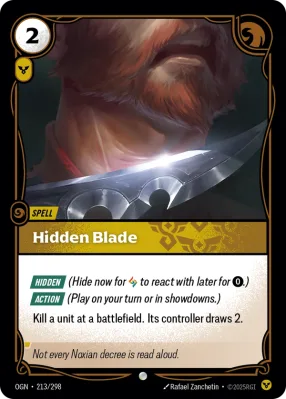 Hidden Blade, Riftbound card OGN-213/298 from Origins