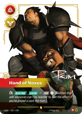 Hand of Noxus, Riftbound card OGN-302*/298 from Origins