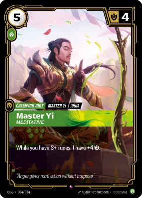 Master Yi, Riftbound card OGS-004/024 from Proving Grounds