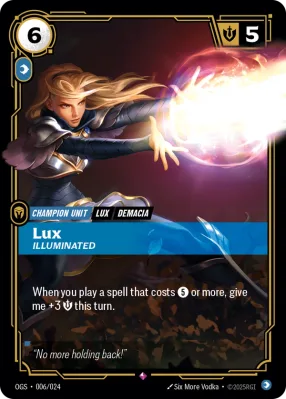 Lux, Riftbound card OGS-006/024 from Proving Grounds