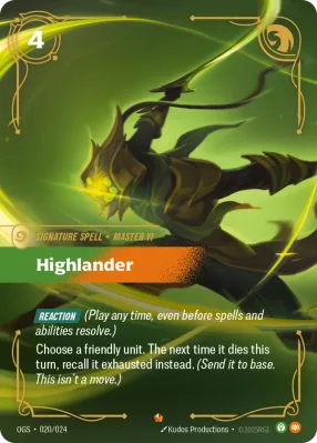 Highlander, Riftbound card OGS-020/024 from Proving Grounds