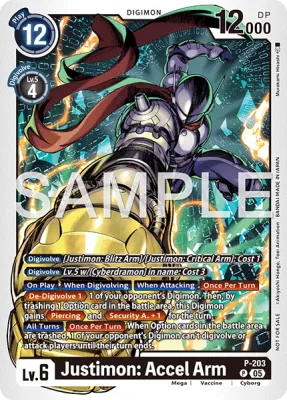 Justimon: Accel Arm, Digimon card P-203