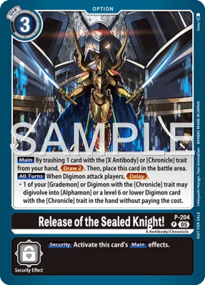 Release of the Sealed Knight!, Digimon card P-204