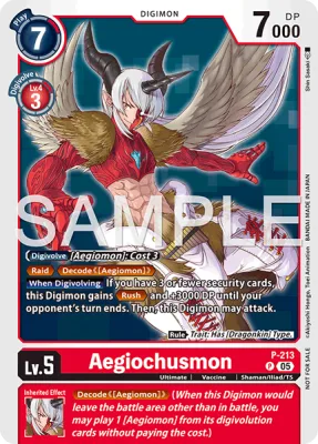 Aegiochusmon, Digimon card P-213