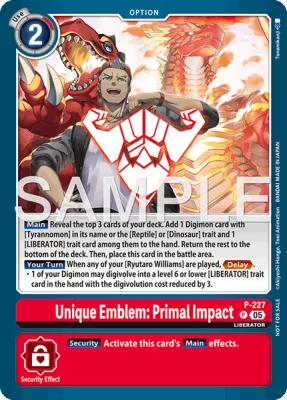 Unique Emblem: Primal Impact, Digimon card P-227