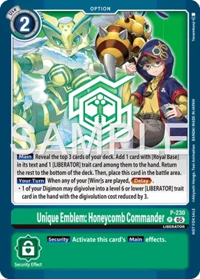 Unique Emblem: Honeycomb Commander, Digimon card P-230