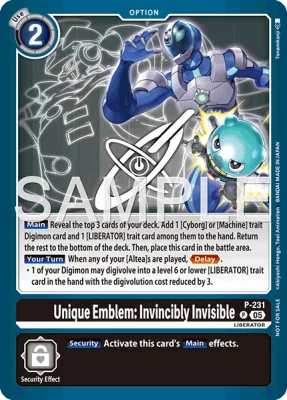 Unique Emblem: Invincibly Invisible, Digimon card P-231