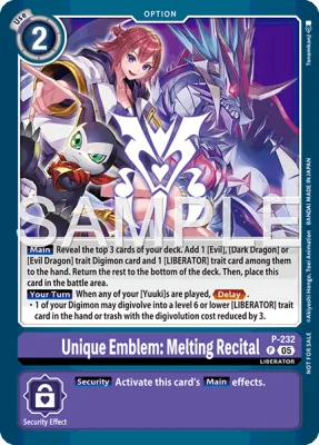 Unique Emblem: Melting Recital, Digimon card P-232