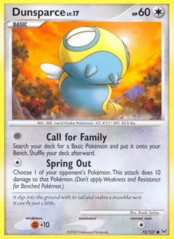 Dunsparce — Platinum #73, 2009. Illustrated by Kouki Saitou.