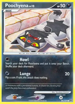 Poochyena — Platinum #86, 2009. Illustrated by Tomokazu Komiya.