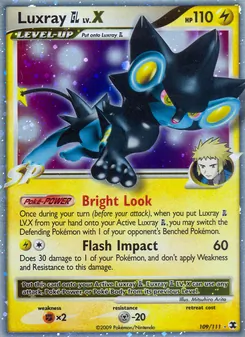 Luxray GL LV.X — Rising Rivals #109, 2009. Illustrated by Mitsuhiro Arita.