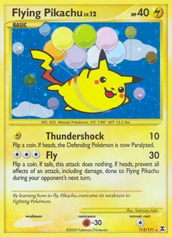 Flying Pikachu — Rising Rivals #113, 2009. Illustrated by Toshinao Aoki.