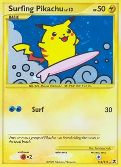 Surfing Pikachu — Rising Rivals #114, 2009. Illustrated by Toshinao Aoki.