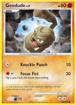 Geodude — Supreme Victors #105, 2009. Illustrated by Kouki Saitou.