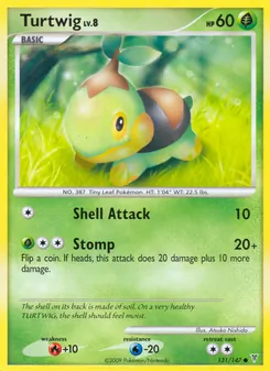 Turtwig — Supreme Victors #131, 2009. Illustrated by Atsuko Nishida.
