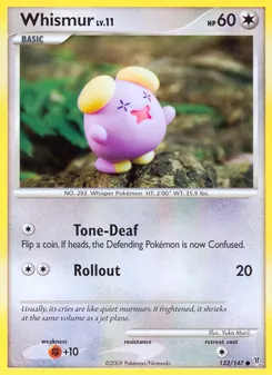 Whismur — Supreme Victors #132, 2009. Illustrated by Yuka Morii.