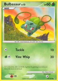 Bulbasaur — Supreme Victors #93, 2009. Illustrated by Naoyo Kimura.
