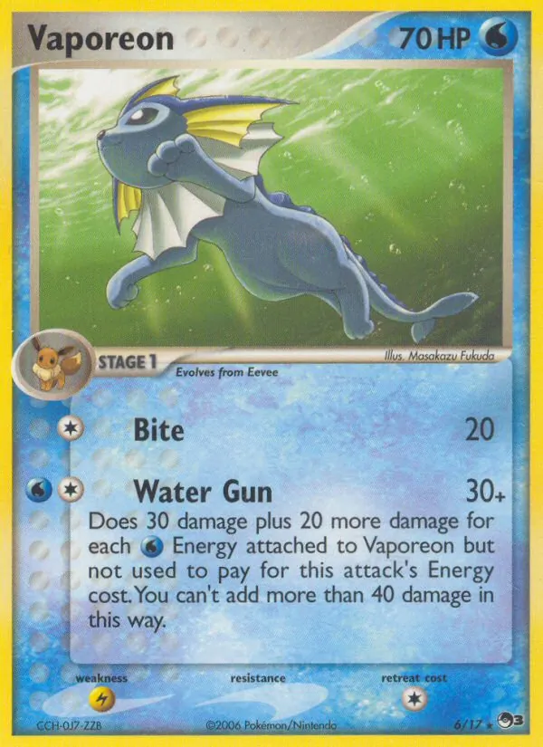Vaporeon — POP Series 3 #6, 2006. Illustrated by Masakazu Fukuda.