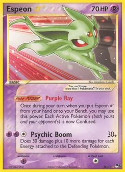 Espeon ★ — POP Series 5 #16, 2007. Illustrated by Masakazu Fukuda.