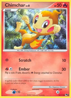 Chimchar — POP Series 6 #14, 2007. Illustrated by Kagemaru Himeno.