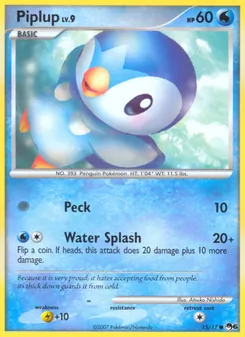 Piplup — POP Series 6 #15, 2007. Illustrated by Atsuko Nishida.